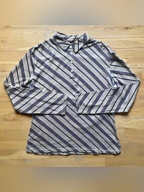 D&G Men's Long-Sleeve Striped Polo - Taupe & Navy